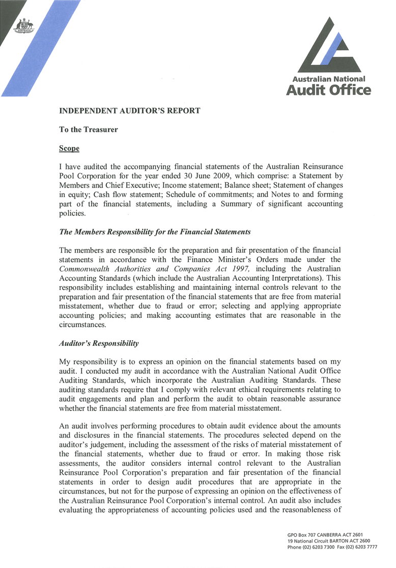Scanned copy of the Auditor's Report - page 1