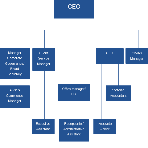 ARPC's organisational chart shows the Chief Executive Officer, the business teams and the positions in each business team