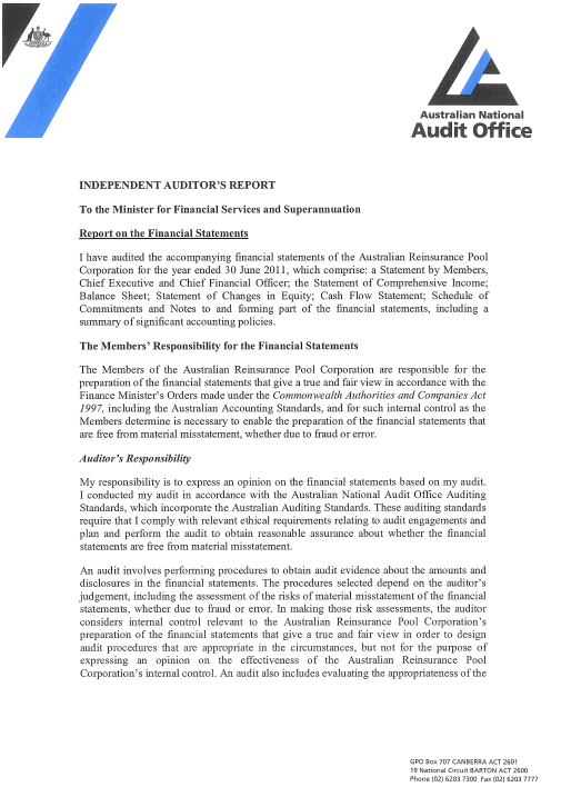 Independent Auditor's Report page 1