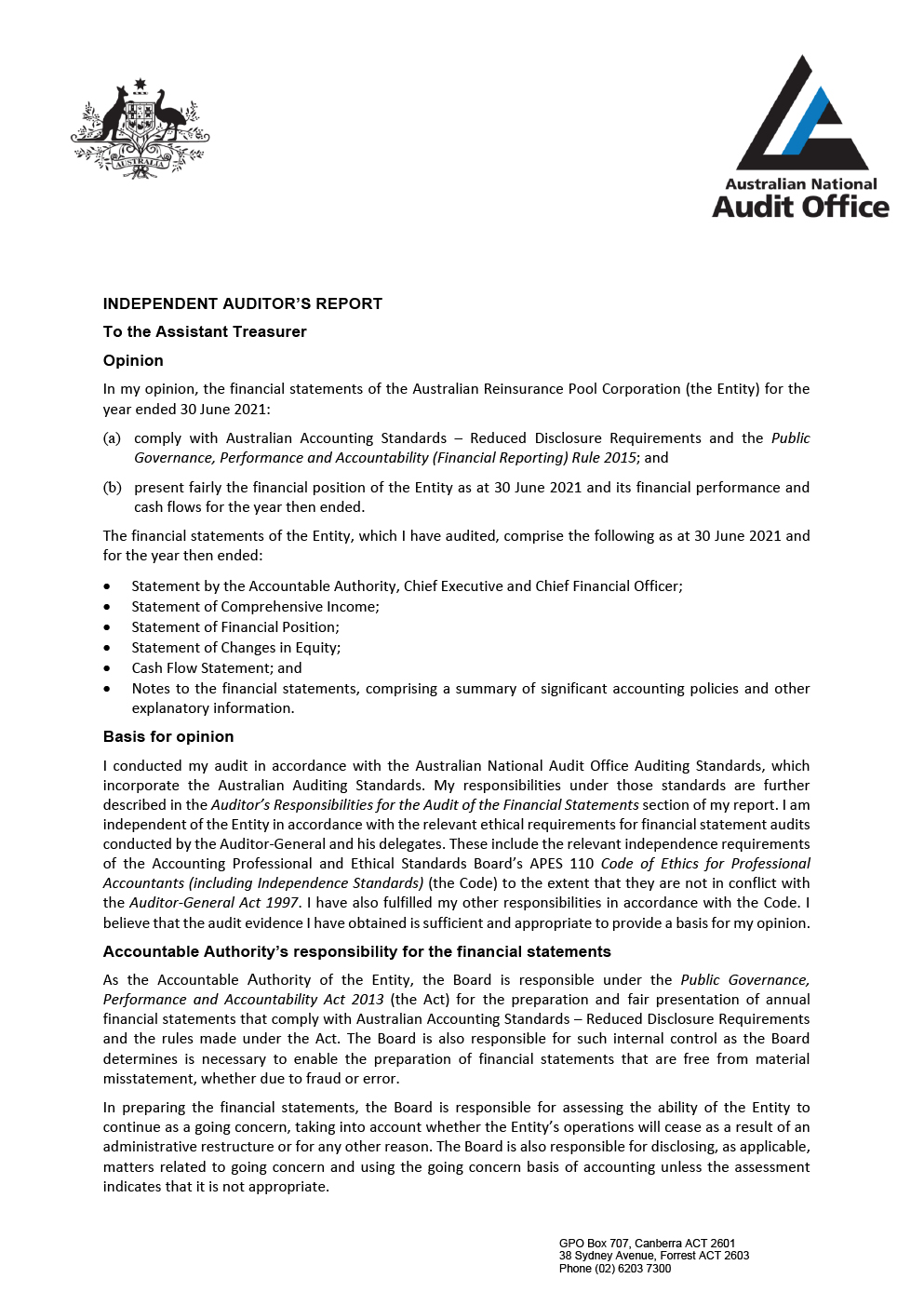 Image: Independent auditor's report, page 1